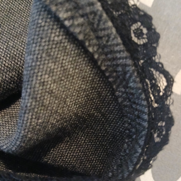 Stooshy Gray Herringbone Trumpet Skirt With Black Lace Trim Size S - Picture 8 of 9